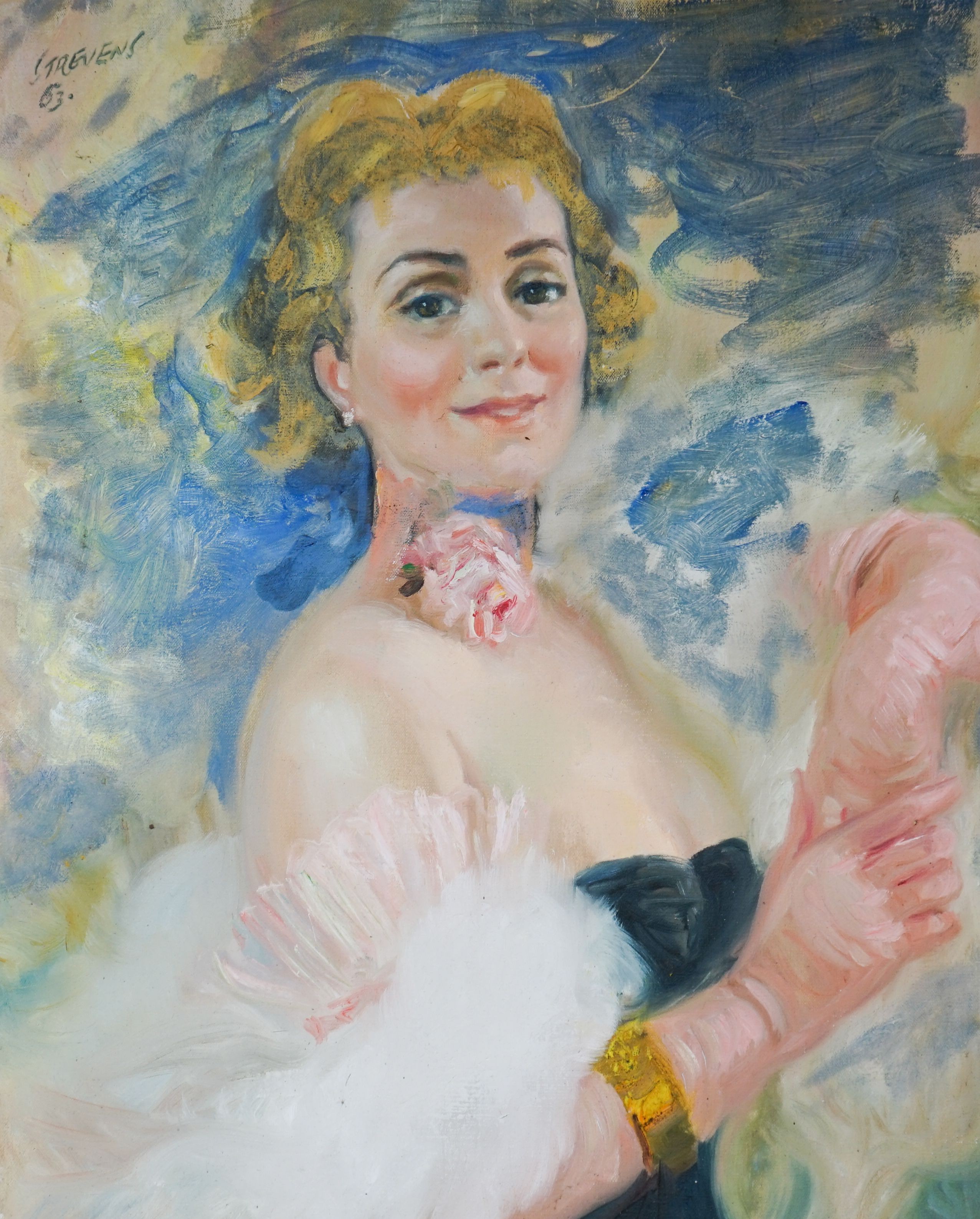 John Strevens (1902-1990), oil on canvas, Portrait of Betty Melgrave, signed and dated '63, and inscribed verso, 50 x 40cm